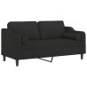 Canapé 2 places avec oreillers décoratifs noir 140 cm tissu 627933627933