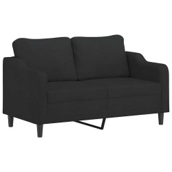 Canapé 2 places avec oreillers décoratifs noir 140 cm tissu 627933627933