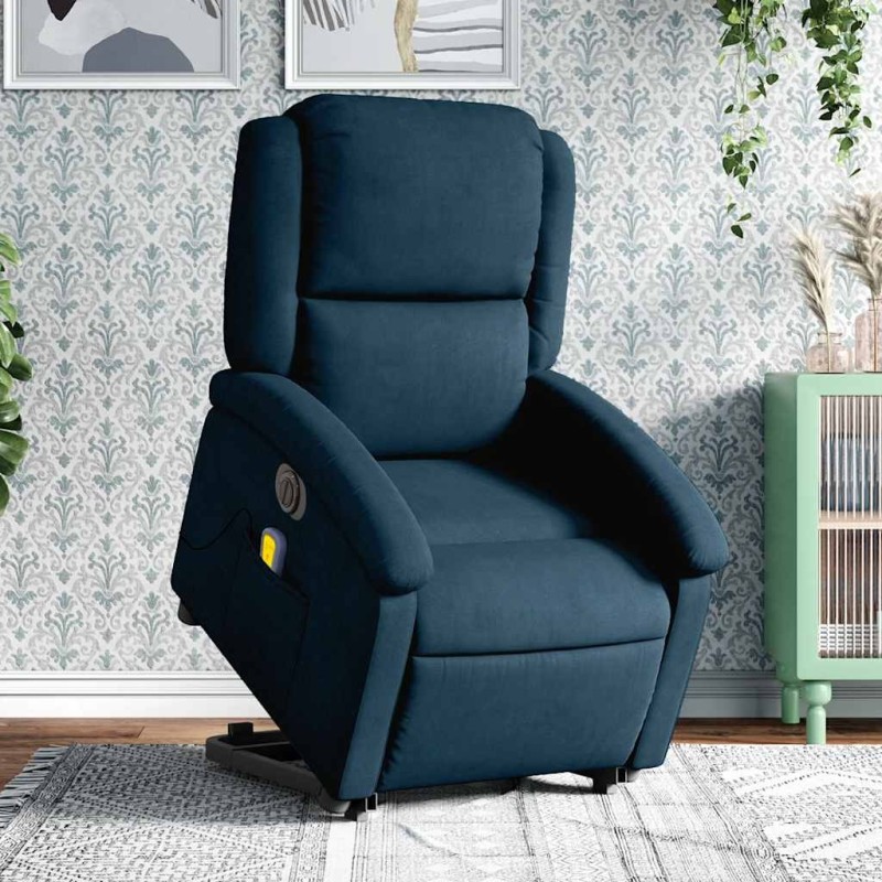 Fauteuil inclinable de massage électrique bleu velours 627934627934