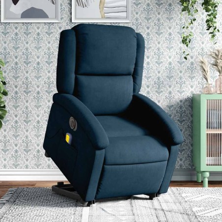 Fauteuil inclinable de massage électrique bleu velours 627934627934