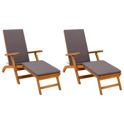 Chaise longue inclinable et pliable 2 pcs Gris 55 x 146 x 91 cm 627935627935