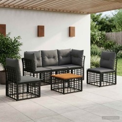 Ensemble de canapés d'extérieur 6 pcs Noir et Gris foncé 627943627943