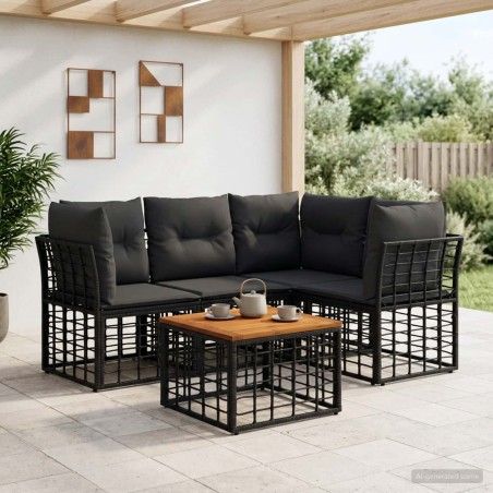 Ensemble de canapés d'extérieur 5 pcs Noir et Gris foncé 627945627945