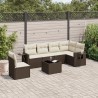 Salon de jardin avec coussins 7 pcs marron résine tressée 627947627947