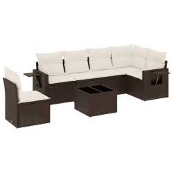 Salon de jardin avec coussins 7 pcs marron résine tressée 627947627947