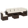 Salon de jardin avec coussins 7 pcs marron résine tressée 627947627947