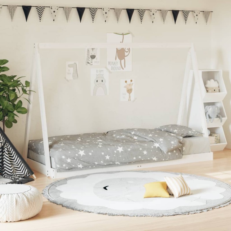 Cadre de lit pour enfants blanc 80x200 cm bois de pin massif 627952627952