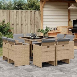 Ensemble à manger de jardin et coussins 9 pcs mélange beige 627961627961