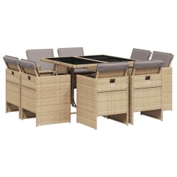 Ensemble à manger de jardin et coussins 9 pcs mélange beige 627961627961