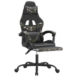 Chaise de jeu avec repose-pied Noir et camouflage Similicuir 627980627980