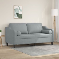Canapé 2 places avec oreillers gris clair 140 cm tissu 627995627995