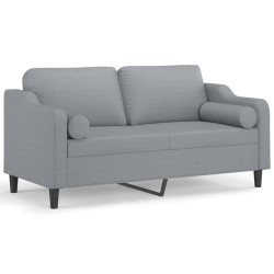 Canapé 2 places avec oreillers gris clair 140 cm tissu 627995627995
