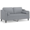 Canapé 2 places avec oreillers gris clair 140 cm tissu 627995627995