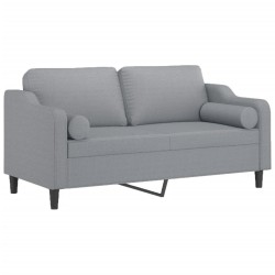 Canapé 2 places avec oreillers gris clair 140 cm tissu 627995627995