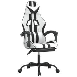 Chaise de jeu pivotante et repose-pied Blanc et noir Similicuir 628004628004