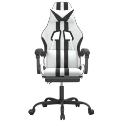 Chaise de jeu pivotante et repose-pied Blanc et noir Similicuir 628004628004