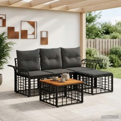 Ensemble de canapés d'extérieur 5 pcs Noir et Gris foncé 628008628008