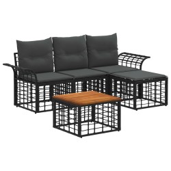 Ensemble de canapés d'extérieur 5 pcs Noir et Gris foncé 628008628008