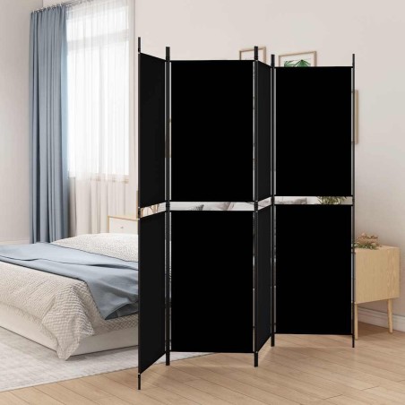 Cloison de séparation 4 panneaux Noir 200x180 cm Tissu 628010628010