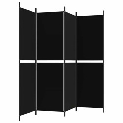 Cloison de séparation 4 panneaux Noir 200x180 cm Tissu 628010628010