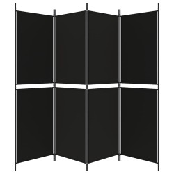 Cloison de séparation 4 panneaux Noir 200x180 cm Tissu 628010628010