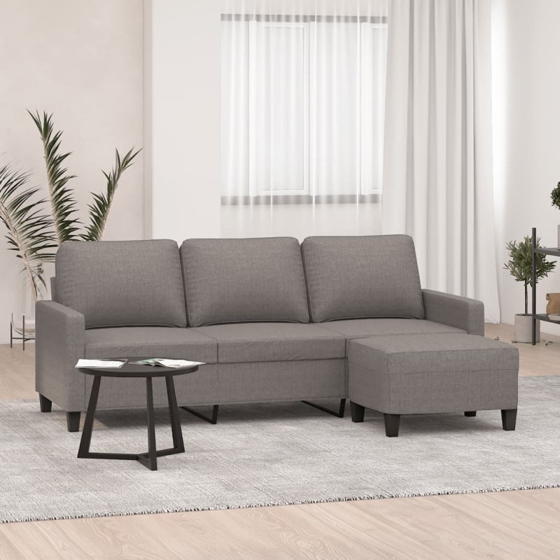 Canapé à 3 places avec repose-pieds Taupe 180 cm Tissu 628012628012