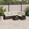 Salon de jardin avec coussins 7 pcs marron résine tressée 628022628022