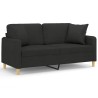 Canapé 2 places avec oreillers décoratifs noir 140 cm tissu 628023628023