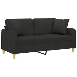 Canapé 2 places avec oreillers décoratifs noir 140 cm tissu 628023628023