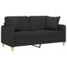 Canapé 2 places avec oreillers décoratifs noir 140 cm tissu 628023628023