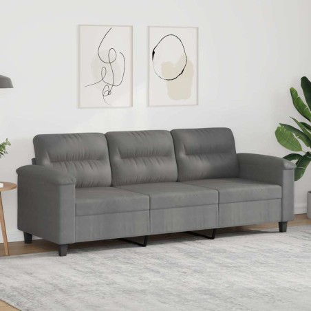 Canapé à 3 places Gris foncé 180 cm Tissu microfibre 628028628028