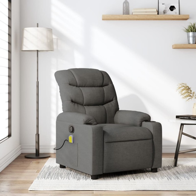 Fauteuil de massage inclinable gris foncé tissu 628031628031