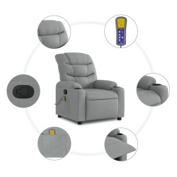 Fauteuil inclinable de massage gris clair tissu 628037628037