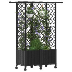 Lit Élevé avec Treillis et Toit Noir 124 x 40 x 142 cm PP 628038628038