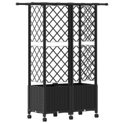 Lit Élevé avec Treillis et Toit Noir 124 x 40 x 142 cm PP 628038628038
