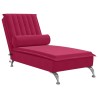 Chaise longue de massage avec traversin rouge bordeaux velours 628041628041