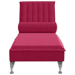 Chaise longue de massage avec traversin rouge bordeaux velours 628041628041