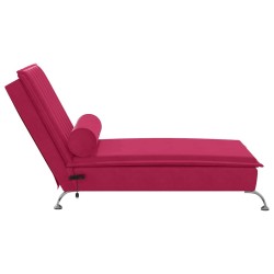 Chaise longue de massage avec traversin rouge bordeaux velours 628041628041