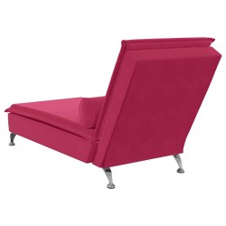 Chaise longue de massage avec traversin rouge bordeaux velours 628041628041