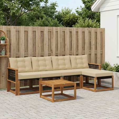 Ensemble de canapés d'extérieur 6 pcs Naturel et Beige 628043628043