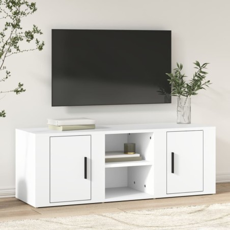 Meuble TV Blanc 100x31,5x35 cm Bois d'ingénierie 628044628044
