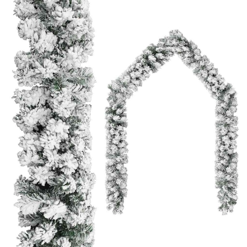 Guirlande de Noël avec neige floquée Vert 10 m PVC 628047628047