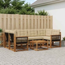 Ensemble de canapés d'extérieur 7 pcs Naturel et Beige 628054628054