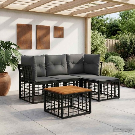 Ensemble de canapés d'extérieur 5 pcs Noir et Gris foncé 628057628057