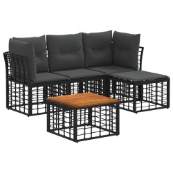 Ensemble de canapés d'extérieur 5 pcs Noir et Gris foncé 628057628057