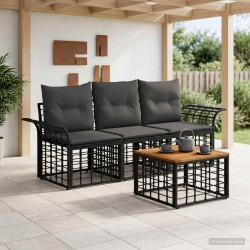 Ensemble de canapés d'extérieur 4 pcs Noir et Gris foncé 628058628058