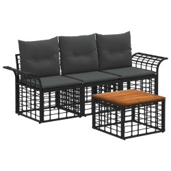 Ensemble de canapés d'extérieur 4 pcs Noir et Gris foncé 628058628058
