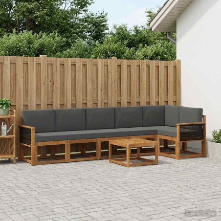Ensemble de canapés d'extérieur 7 pcs Naturel et Anthracite 628062628062