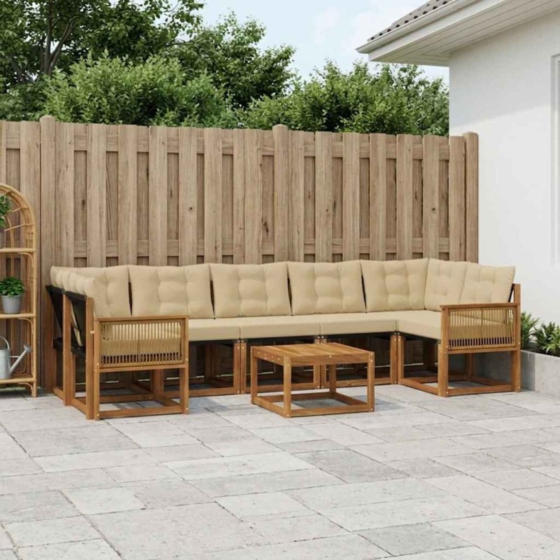 Ensemble de canapés d'extérieur 8 pcs Naturel et Beige 628063628063