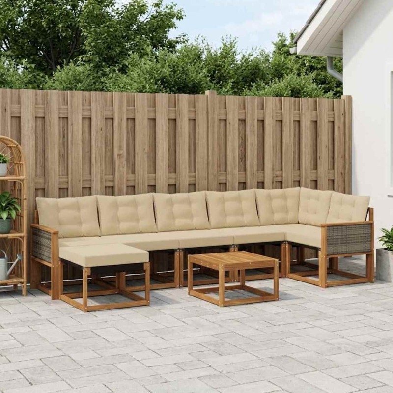 Ensemble de canapés d'extérieur 8 pcs Naturel et Beige 628064628064